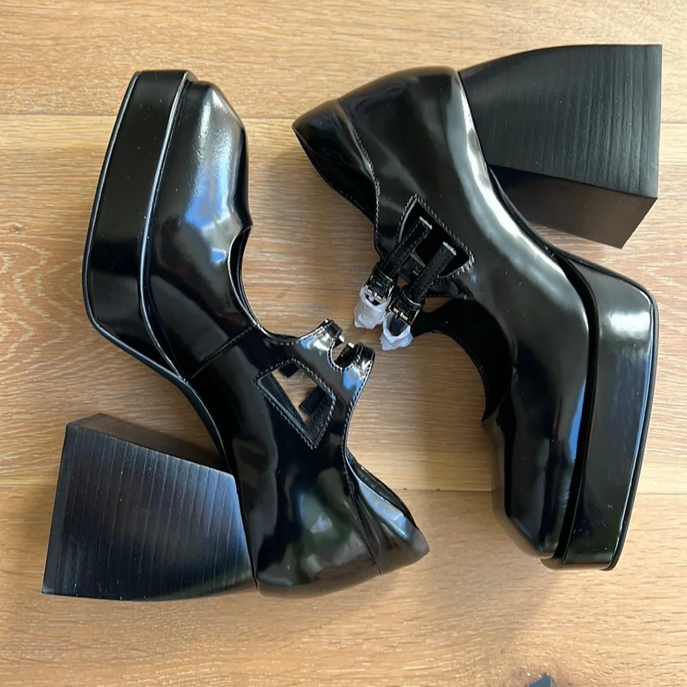 NIB💥 JEFFREY CAMPBELL Double Strap Mary Jane Platform Pump Block Heel- Size 7 - Picture 9 of 16